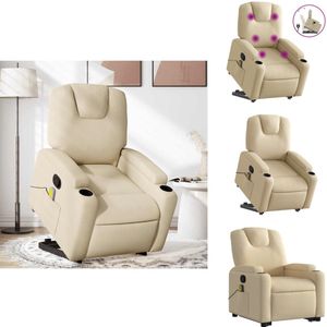 vidaXL Sta-op-massagefauteuil - Sta-op-massagefauteuils - Sta-op Fauteuil - Sta-op- En Ligstoel Verstelbaar - Sta-op-massagestoel verstelbaar stof crèmekleurig