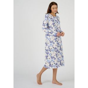 Damart - Ribgebreid nachthemd, licht geborstelde binnenkant - Blauw - 38-40 (S)