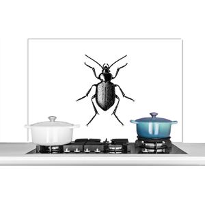 Spatscherm Keuken - Kookplaat Achterwand - Spatwand Fornuis - 100x65 cm - Kever - Dieren - Vintage - Zwart wit - Aluminium - Wanddecoratie - Muurbeschermer - Hittebestendig