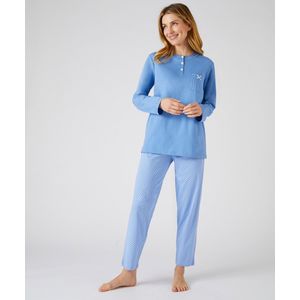 Damart - Pyjama van gekamd jerseykatoen - Vrouwen - Blauw - 42-44 (M)