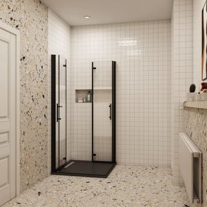 100x70x195cm douchecabine 6mm NANO veiligheidsglas draaideur met matte folie middelban
