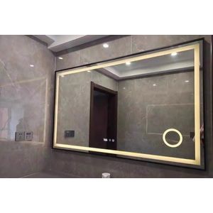 Igoods LED Spiegel - Rechthoekige Badkamerspiegel met Vergrootglas - 110 x 70 cm -  Digitale Klok / Temperatuur - Anti-condens - 3 LED verlichting standen - Krasbestendig