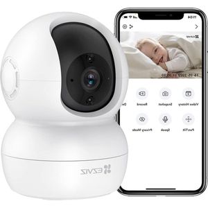 Bewakingscamera voor binnen draaibaar 1080p twee-weg audio bewegingsdetectie IR-nachtzicht babyfoon compatibel met Alexa TY2 - Wifi-IP-camera