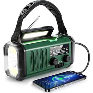 NOAA Noodradio met Zonne-energie, 10000mAh Oplaadbare Batterij, AM/FM, Zaklamp en Leeslamp