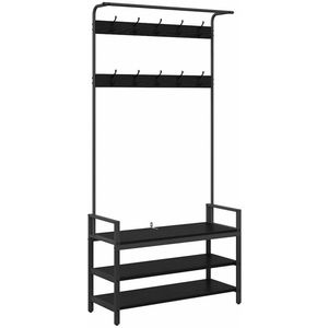 vidaXL - Kapstok - Zwart eiken - 95 x 34 x 184 cm - Bewerkt hout