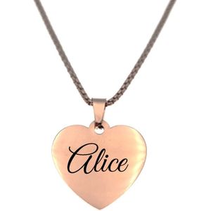 Ketting - Hart - Met Naam - Alice - Rosegoud
