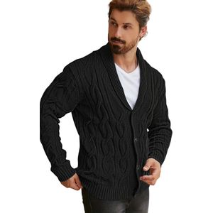 Nivard Cardigan Heren - Vest - Knopen - Warm - Gebreid Vest - Zwart - S