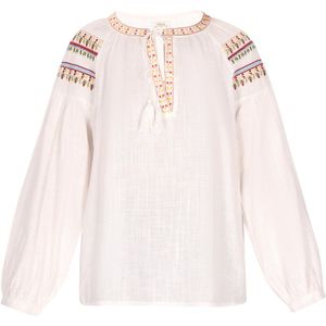 usha - Blouse - Bohemien - Met Ronde Hals - Lange Mouwen - Gekleurde Details