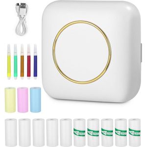 Mini-printer zakprinter-draagbare zakprinter met 13 rollen thermisch papier voor Android en IOS - Inkless fotoprinter voor notities, memo's en reizen