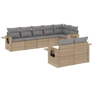 vidaXL Loungeset 8-delig - Poly Rattan - Beige Loungeset - Tuinset - Lounge Set - Tuinmeubelen - Outdoor Furniture