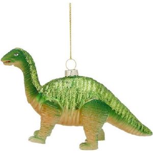 1x Decoratiehangers figuurtjes glazen dinosaurus 16 cm - Decoratie figuurtjes groene dinosaurussen