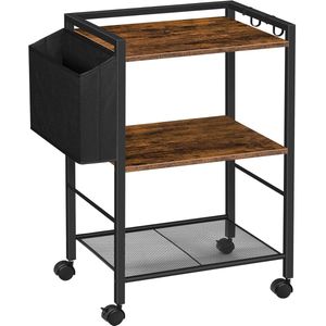 TRANKIELO® - Multifunctionele Printertafel met Wieltjes – 3 Niveaus – Met Documentenmand en Verstelbare Planken – 52 x 40 x 80,5 cm