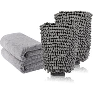Ibenzoa® Uitgebreide Set van Luxe Microvezel Autowashandschoenen en Reinigingsdoeken voor Veelzijdig Gebruik