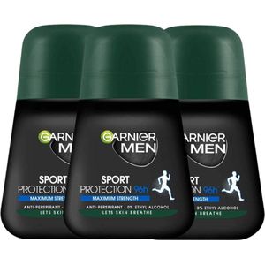 Garnier Men Deodorant Roll-On Sport Protection 96h Anti-Perspirant Deodorant Roller - 3 X 50ml - Deodorant Man