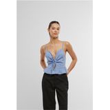Urban Classics - Waffle Pique Ruffle Top - Blauw - Crop Top