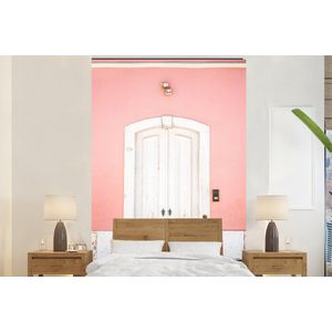 Hout - Deur - Roze - Wit - Behangpapier