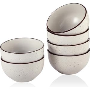 Keramische ontbijtkom soepkommen - moderne rustieke porseleinen kommen voor keuken - 14 cm brede diepe komset voor ramen-havermout-salade-noedel - magnetron- en vaatwasmachinebestendig - 6-ontbijtkommen