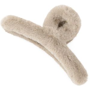 Fluffy haarclip - beige