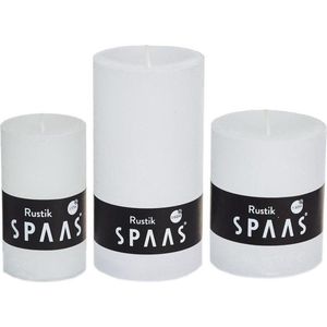 3x Witte rustieke cilinderkaarsen/stompkaarsen set 5 x 8 cm / 7 x 8 cm / 7 x 13 cm - Geurloze kaarsen - Woondecoraties