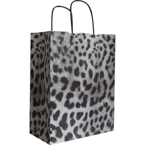 OP=OP 50x papieren tassen met tijgerprint wit-zwart Kies hier voor de maat van de tassen: 23x11x29cm