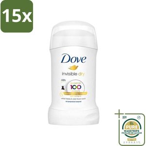 15 x Dove Deodorant Stick - Invisible Dry - 40ml - Grootverpakking - Dove Deodorant Stick - Anti-Transpirant Stick - Zichtbare Frisheid - Onzichtbare Bescherming - 48 Uur Bescherming