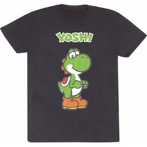 Nintendo Super Mario - Yoshi Name Tag Mens Tshirt - XL - Zwart