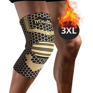Nivard Kniebrace - Sportbrace Knie - Knee Sleeves - Knee Sleeves Powerlifting - Compressie Knie Brace - Knee Wraps - Knee Support - Dames - Heren - Koper - Maat 3XL
