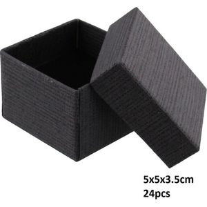 Giftbox voor Sieraden - Sieradendoosje - 5x5x3,5 cm - Set van 24 Stuks - Zwart