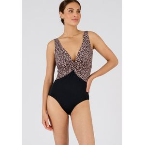 Damart - Gedrapeerd badpak Perfect Fit by Damart - Dames - Bruin - 48