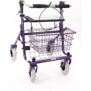 Premis - Provo - Rollator - 2de generatie - Inklapbare Duwbeugel - Dubbelzijdig geremd - Maximaal draagvermogen 120 kg - Paars