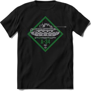 T-Shirtknaller T-Shirt|A-34 Leger tank|Heren / Dames Kleding shirt|Kleur zwart|Maat 3XL