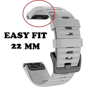 Firsttee - Siliconen Horlogeband - EASY FIT - Voor GARMIN - GRIJS - 22 MM - Horlogebandjes - Sporthorloge - Easy Click - Garmin - S60 - S62 - Fenix 5 - Forerunner 935 - Fenix 6 (Pro) - Horloge bandje - Golfkleding - Golf accessoires - Cadeau