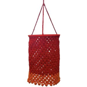 Leena-Leena duurzame lampion - rood/oranje - bio katoen - hand gehaakt in Nepal - bohémien lamp - boho lamp - kinderkamer - kamerdecoratie - hanging basket - lampenkap - moederdag