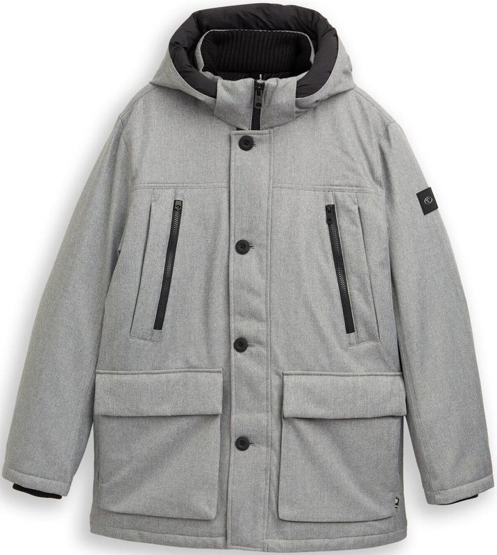 TOM TAILOR - Winterparka - Grijs - Gevoerd - Met Capuchon