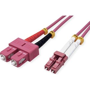 VALUE F.O. kabel 50/125µm OM4, LC/SC, violet, 0,5 m