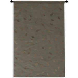 Wandkleed Luxe patroon - Luxe patroon van bladeren tegen een donkergroene achtergrond Wandkleed katoen 120x180 cm - Wandtapijt met foto XXL / Groot formaat!
