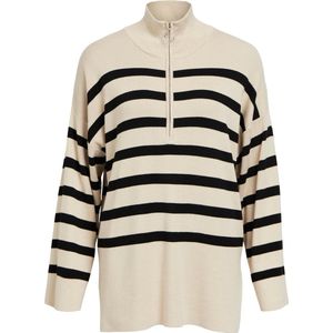 Object OBJESTER L/S KNIT ZIP PULLOVER NOOS Dames Trui SANDSHELL - Maat XS