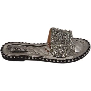 BESTELLE-SLIPPER-SILVER-STRASS-LUXE VOETBED-SIZE 38