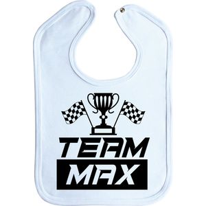 Slabbetjes - slabber - slab - baby - Team max - formule 1 - max verstappen - red bull racing - drukknoop - stuks 1 - baby blauw
