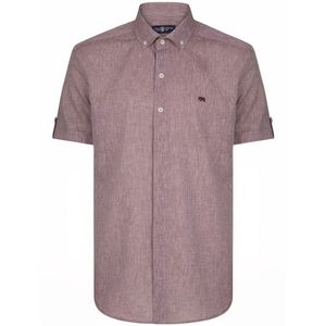 Jimmy Sanders Linnen Katoen Blend Shirt - Overhemd Heren Bordeaux - L