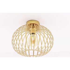 Plafondlamp goud Ribby - mat goud metaal - 1xE27 - ø30cm - open structuur