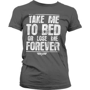 Top Gun Dames Tshirt -M- Take Me To Bed Or Lose Me Forever Grijs