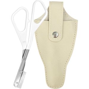 YUBBI Wenkbrauwschaar - Trim Set - Wenkbrauw schaartje - Trimmer - Opbergetui - RVS - Wit