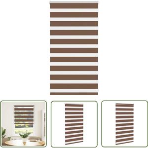 The Living Store Zebra rolgordijn 90x100 cm stofbreedte 85,9 cm polyester bruin - Zebra Rolgordijn - Zonwering - Privacy - Rolluiken - Raamdecoratie