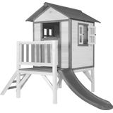 AXI Beach Lodge XL Speelhuis in Wit - Met Verdieping en Grijze Glijbaan - Speelhuisje voor de tuin / buiten - FSC hout - Speeltoestel voor kinderen