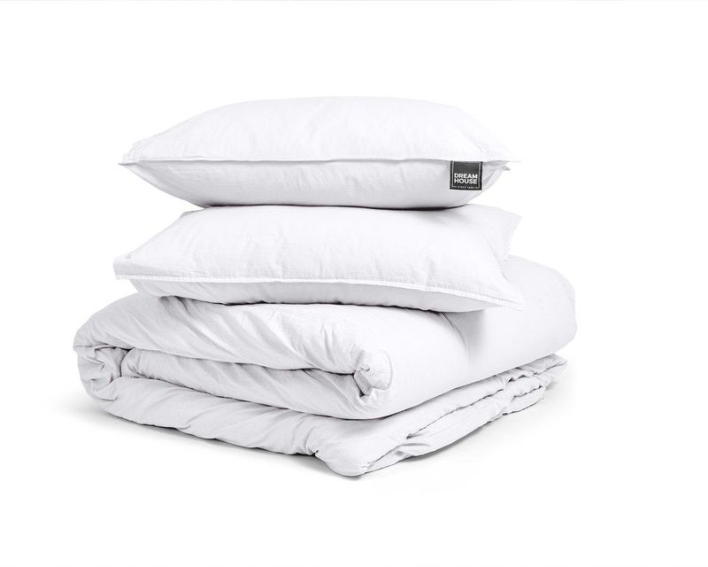 Dreamhouse - Dekbedovertrekset - Wit - Stone Washed Satijn - Incl. Kussensloop - 220 x 200 cm