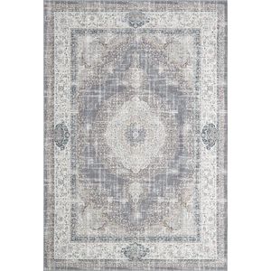 Vloerkeed perzisch look - 80x250 cm - oosters motief - vintage look - platbinding - katoenen achterkant - wasbaar - Elira by The Carpet