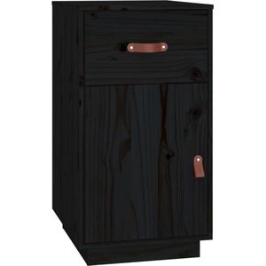 vidaXL Bureaukastje - Zwart - Massief Grenenhout - 40x50x75 cm KantoorKast - Houten Kast - Grenoble Hout - Zwarte Kast - Boekenkast - Opslagruimte - Compact Bureau