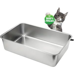 ZERO 90® Hygiënische Aluminium Kattenbak - Grote Kattenbak van Aluminium - Open Kattenbak XXL