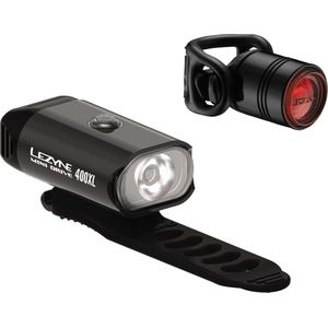 Lezyne Mini Drive 400XL / Femto Drive Pair - LED fietslampen - Voor 8 Standen & 400 lumen - Achter 5 Standen & 7 lumen - Accu tot 20/60 uur - Waterdicht - Zwart